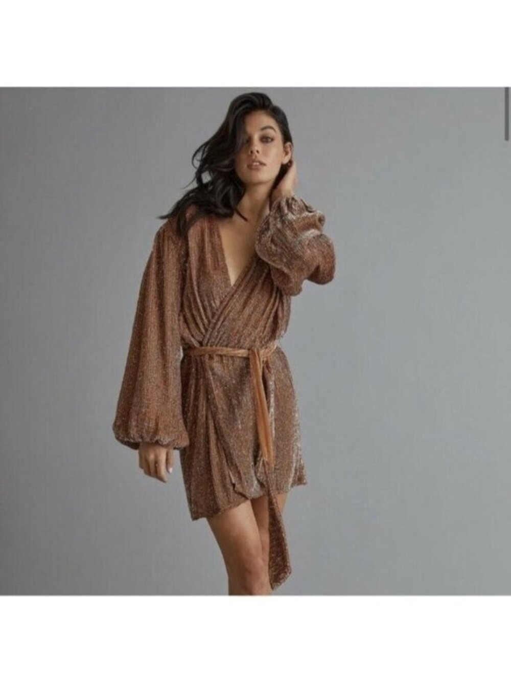 Retrofete Gabrielle Robe Mini Dress Bronze - Picture 2 of 10